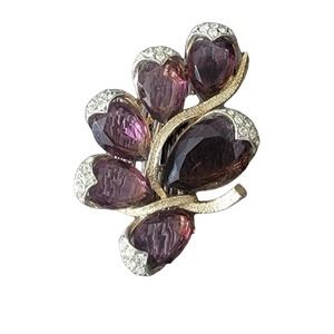 ART Arthur Pepper Jewel Tone Purple Signed Vintage Gold Tone Amethyst Brooch